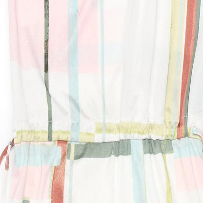 NEXT Womens Multicoloured Geometric Polyester Shift Size 8 V-Neck Pullover - Drawstring Waist