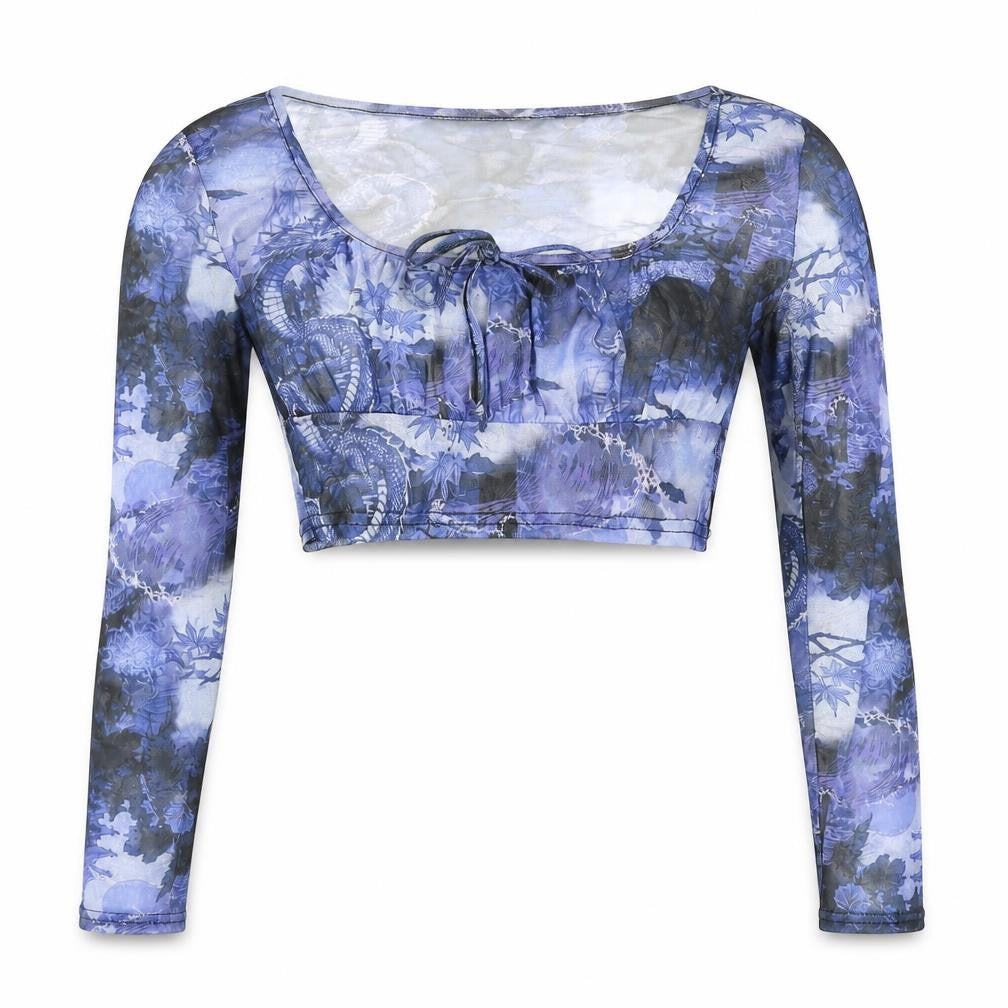 Womens UK Size 12 PRETTYLITTLETHING Blue Cropped Blouse