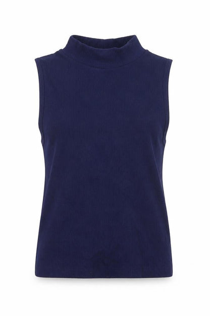 Stradivarius Womens Blue Polyamide Basic Tank Size M Mock Neck - Ribbed