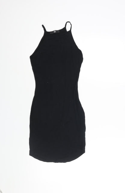 Missguided Womens Black Viscose Bodycon Size 6 Square Neck Pullover