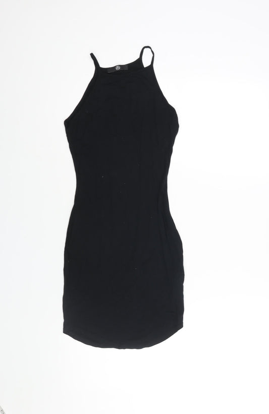 Missguided Womens Black Viscose Bodycon Size 6 Square Neck Pullover