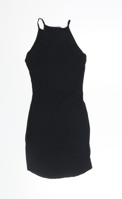 Missguided Womens Black Viscose Bodycon Size 6 Square Neck Pullover