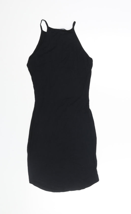 Missguided Womens Black Viscose Bodycon Size 6 Square Neck Pullover