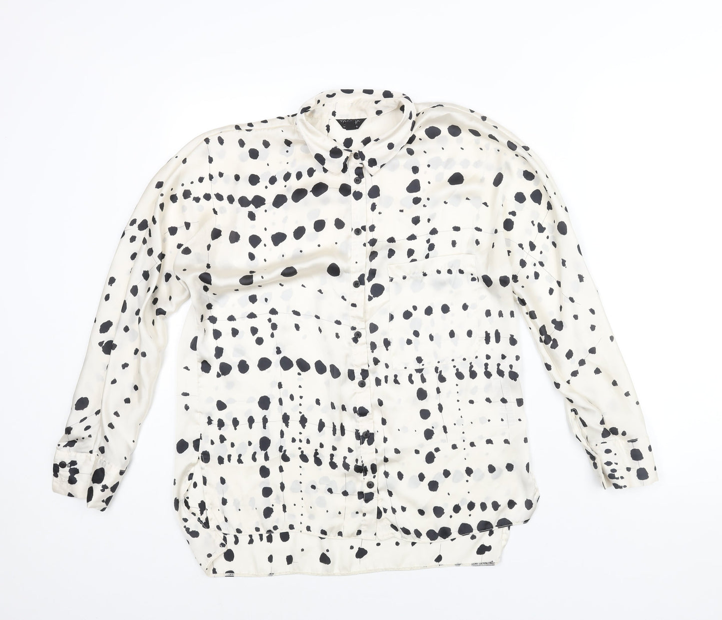 Womens UK Size 8 Topshop Ivory Basic Button-Up