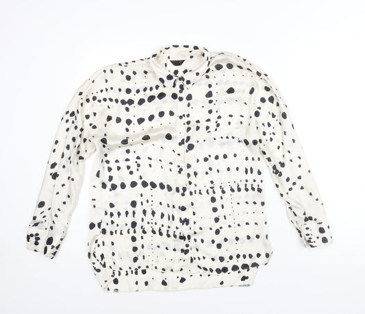 Womens UK Size 8 Topshop Ivory Basic Button-Up