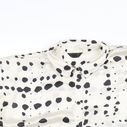 Womens UK Size 8 Topshop Ivory Basic Button-Up