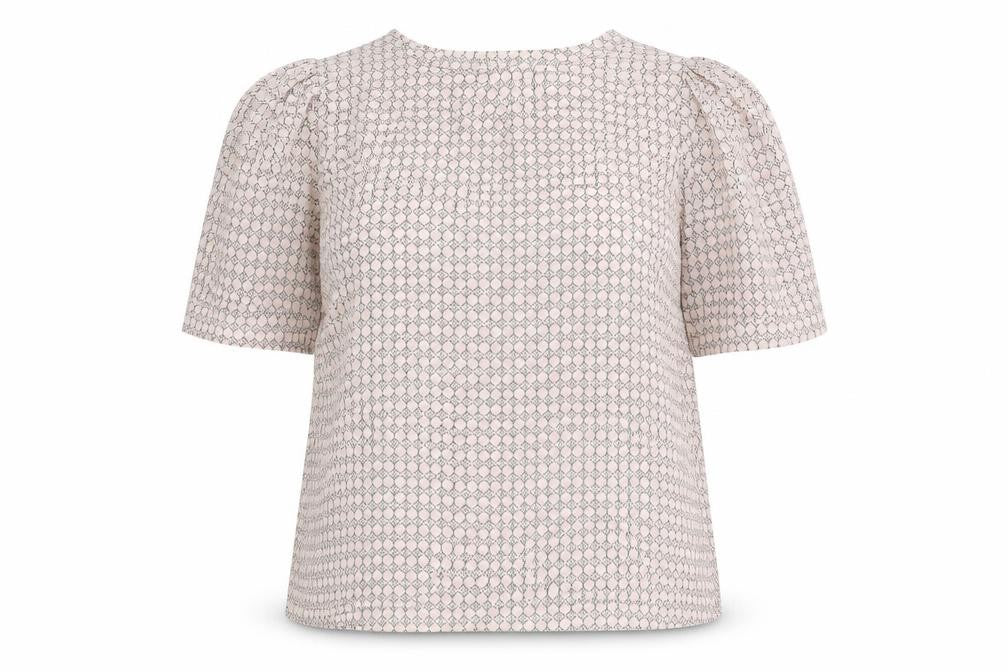 Debenhams Womens Pink Geometric Polyester Basic Blouse Size 12 Round Neck