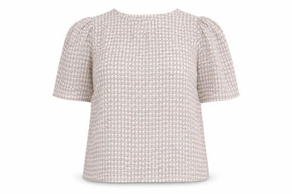 Debenhams Womens Pink Geometric Polyester Basic Blouse Size 12 Round Neck