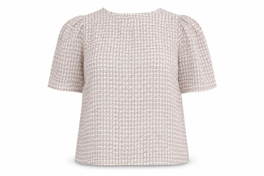 Debenhams Womens Pink Geometric Polyester Basic Blouse Size 12 Round Neck