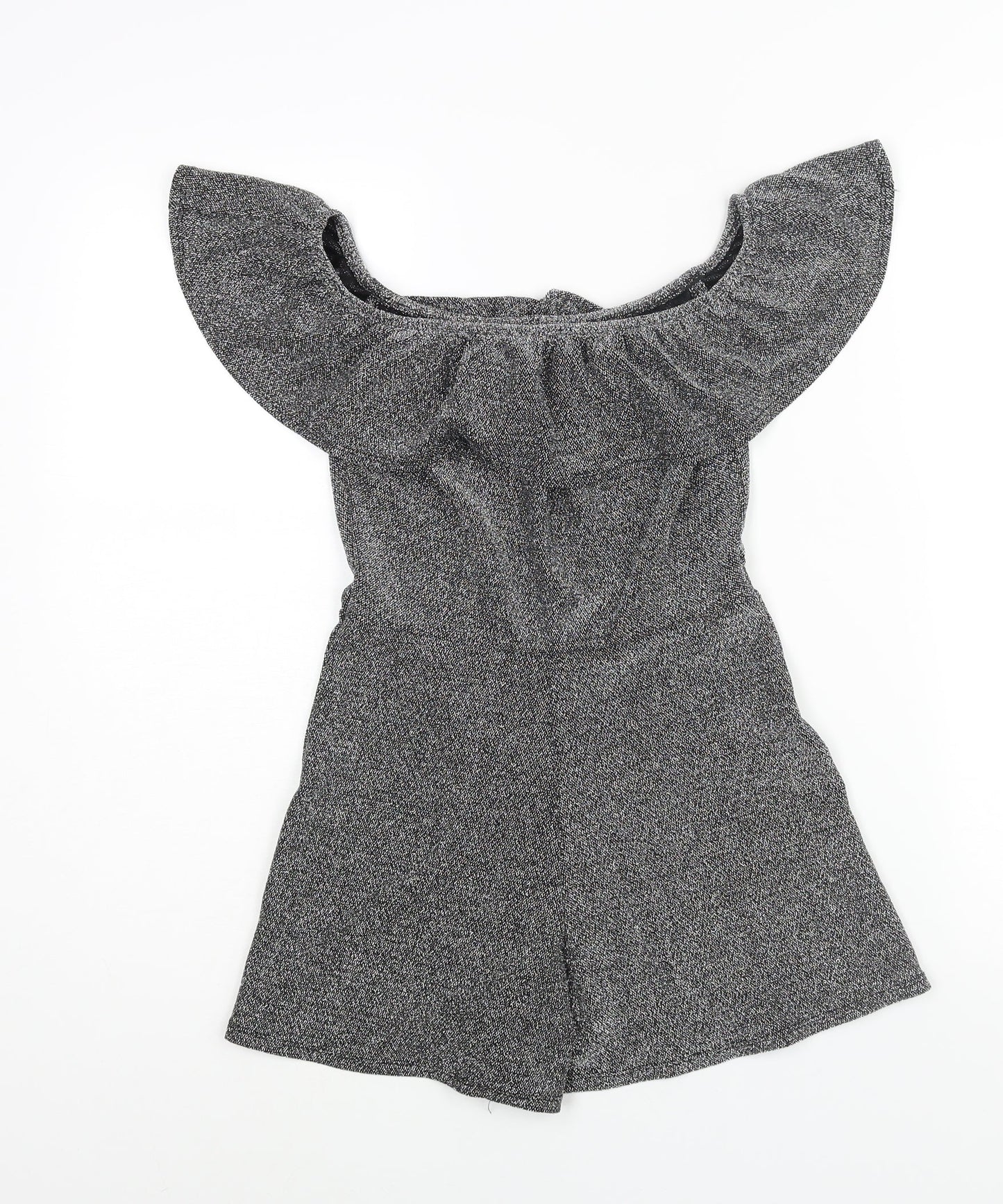 Miss Selfridge Womens Silver Nylon Playsuit One-Piece Size 6 Pullover - Frill