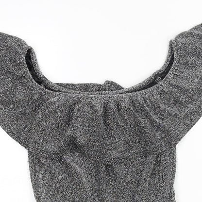 Miss Selfridge Womens Silver Nylon Playsuit One-Piece Size 6 Pullover - Frill