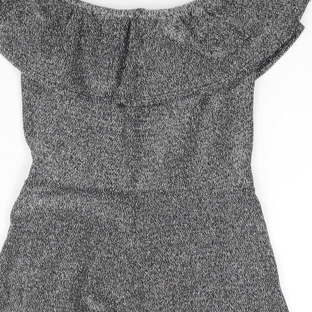 Miss Selfridge Womens Silver Nylon Playsuit One-Piece Size 6 Pullover - Frill