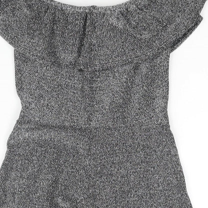 Miss Selfridge Womens Silver Nylon Playsuit One-Piece Size 6 Pullover - Frill