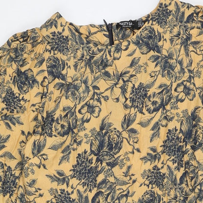 Nasty Gal Womens Multicoloured Floral Cotton Shift Size 10 Round Neck Zip - Drawstring Detail