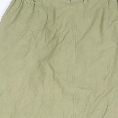 Damart Womens Green Silk A-Line Skirt Size 18 Button