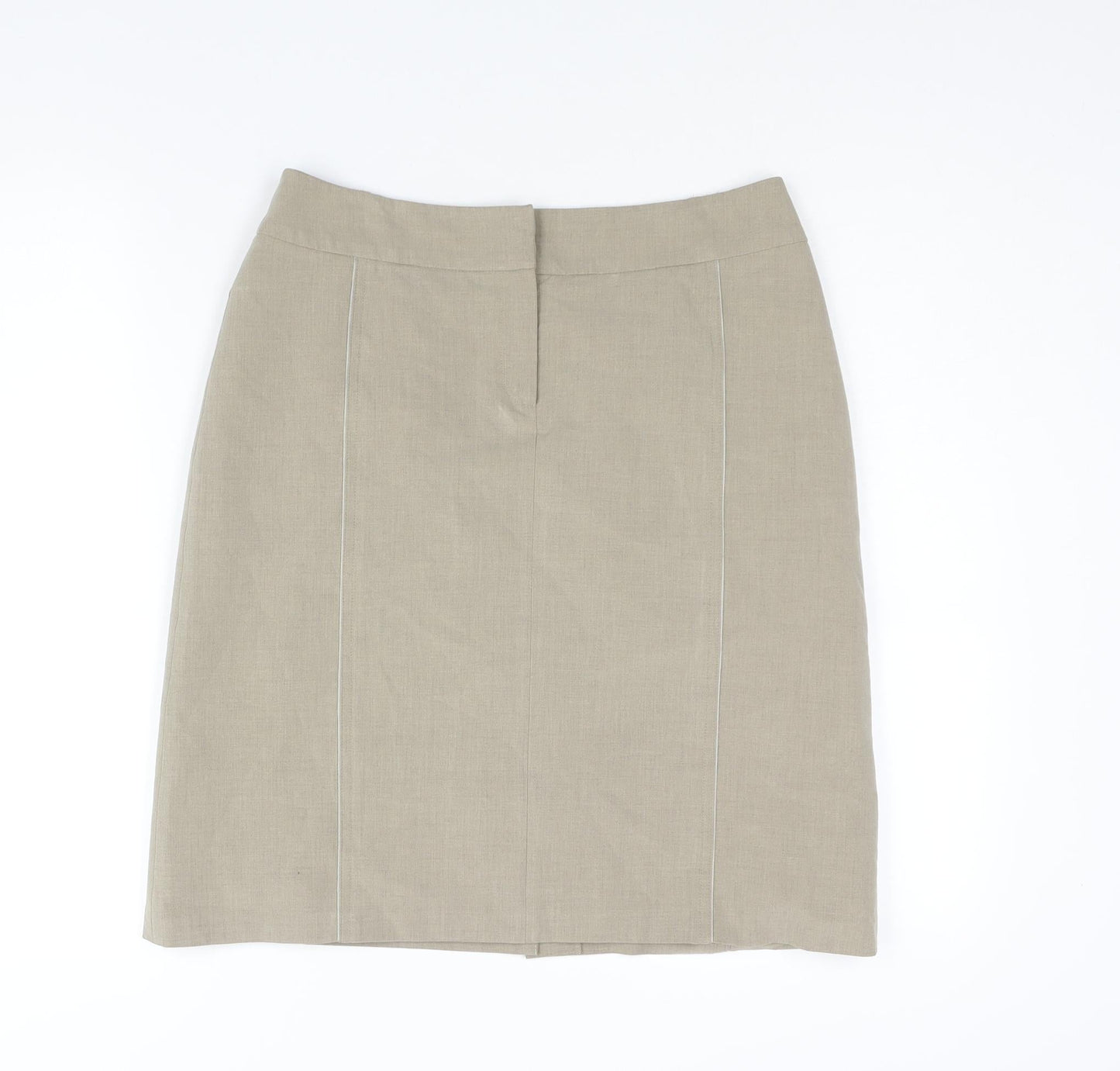 Per Una Womens Beige Polyester Straight & Pencil Skirt Size 12 Zip