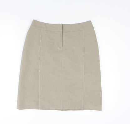 Per Una Womens Beige Polyester Straight & Pencil Skirt Size 12 Zip