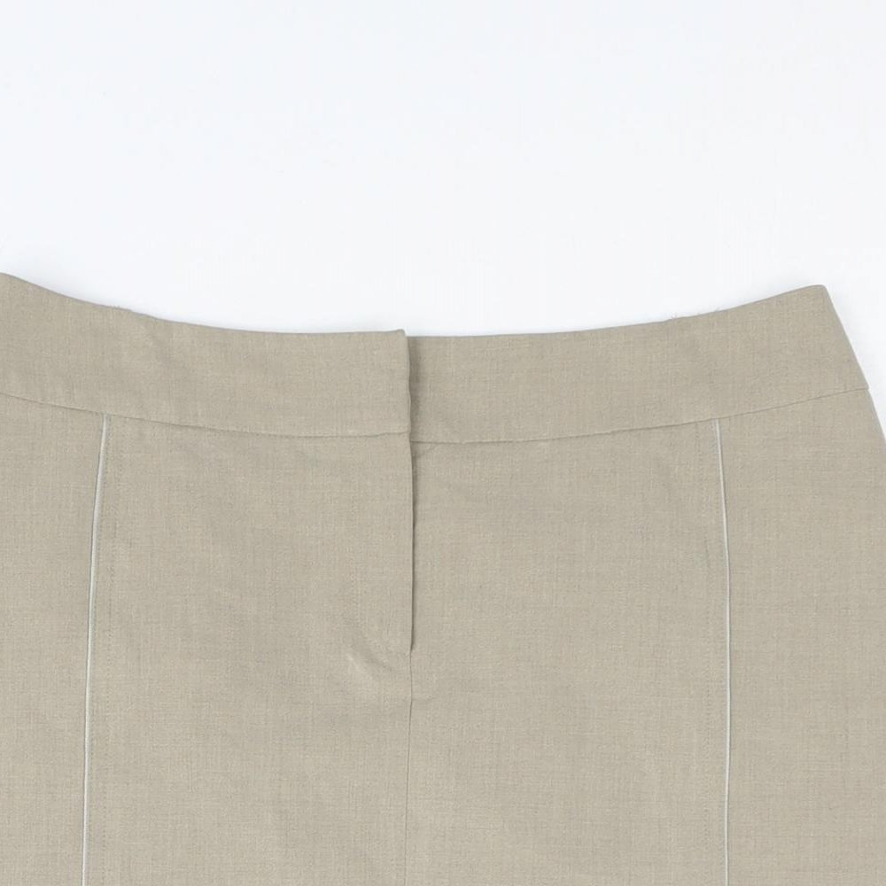 Per Una Womens Beige Polyester Straight & Pencil Skirt Size 12 Zip