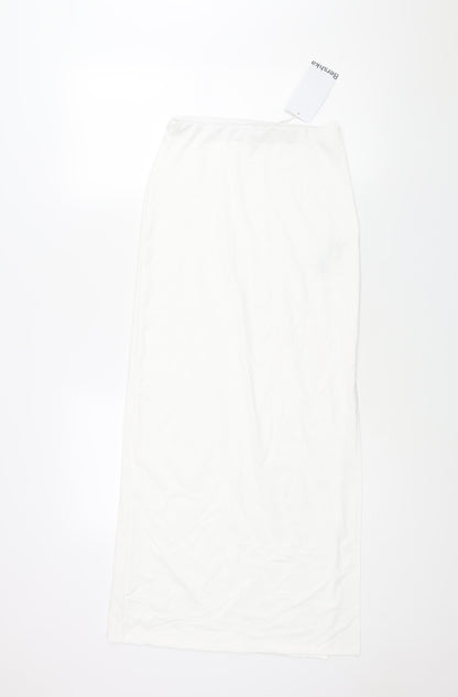 Bershka Womens White Polyamide Maxi Skirt Size S - Side Slit