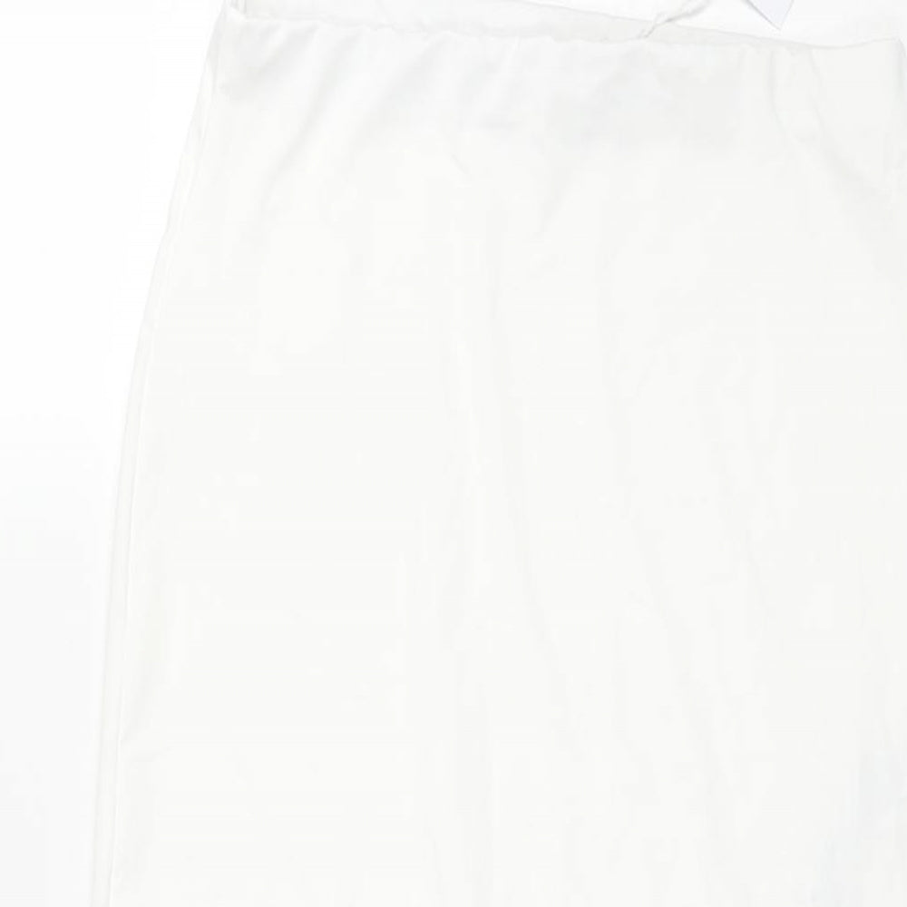 Bershka Womens White Polyamide Maxi Skirt Size S - Side Slit