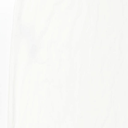 Bershka Womens White Polyamide Maxi Skirt Size S - Side Slit