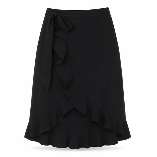 Rae Womens Black Polyester Wrap Skirt Size 8 Tie - Frill