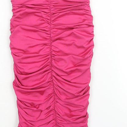 Oh Polly Womens Pink Polyester Bandage Skirt Size 6 - Rouched