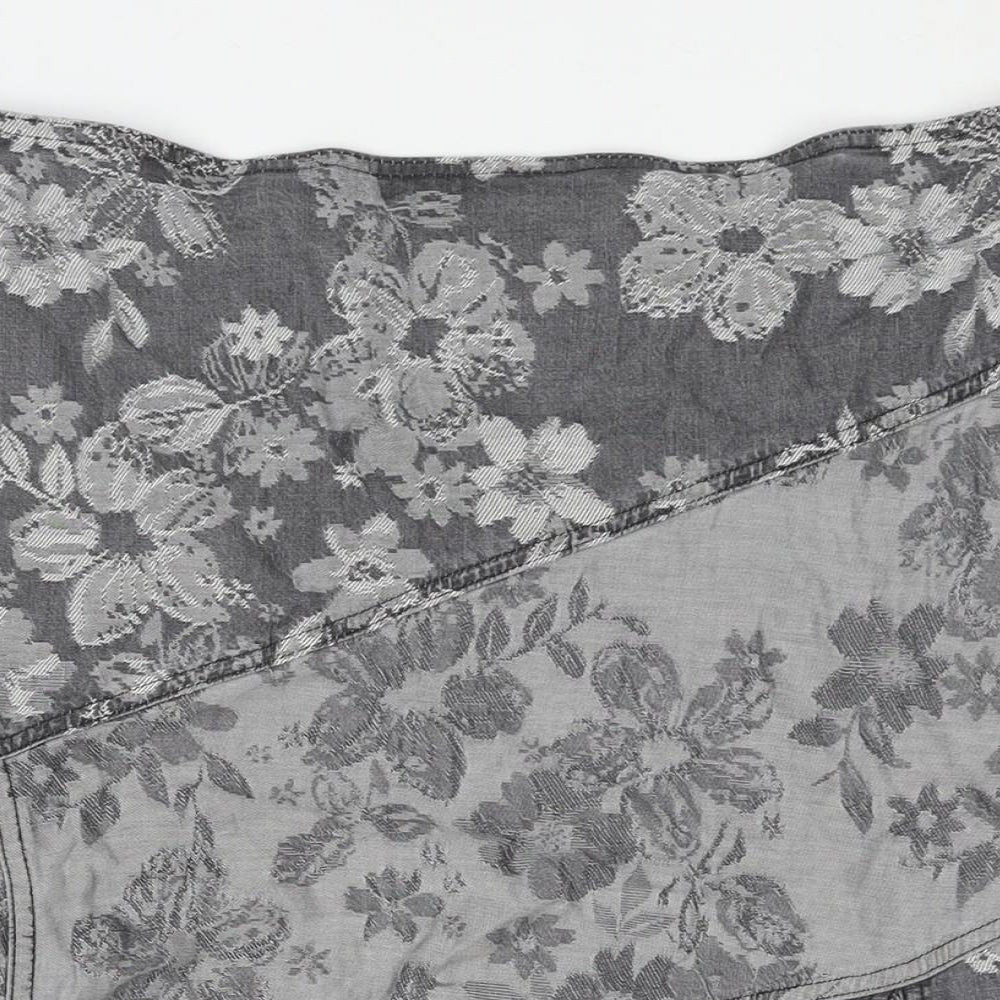Marks and Spencer Womens Grey Floral Lyocell A-Line Skirt Size 16 Zip