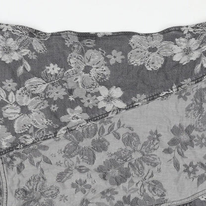 Marks and Spencer Womens Grey Floral Lyocell A-Line Skirt Size 16 Zip