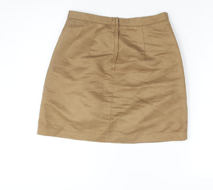 H&M Womens Brown Polyester A-Line Skirt Size 8 Zip