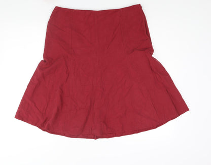 Marks and Spencer Womens Red Lyocell A-Line Skirt Size 16 Zip