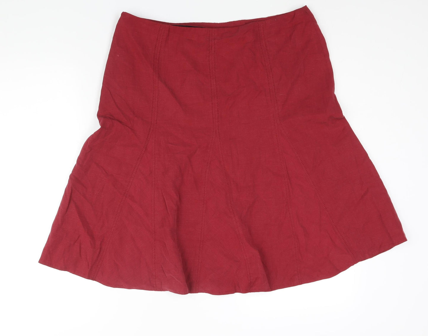 Marks and Spencer Womens Red Lyocell A-Line Skirt Size 16 Zip