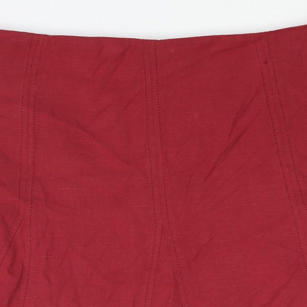 Marks and Spencer Womens Red Lyocell A-Line Skirt Size 16 Zip