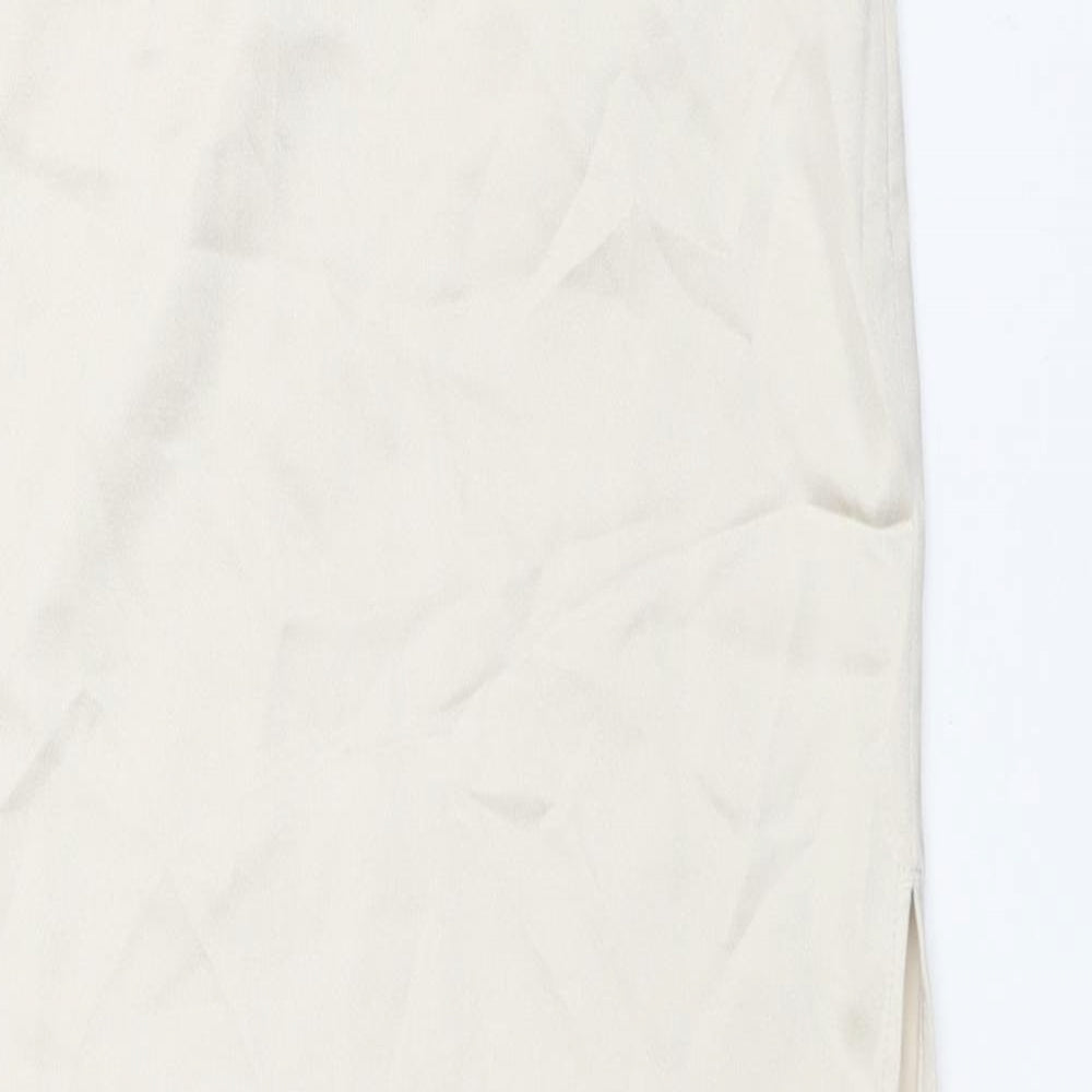 Bershka Womens Ivory Polyester Maxi Skirt Size S Zip - Side Slit