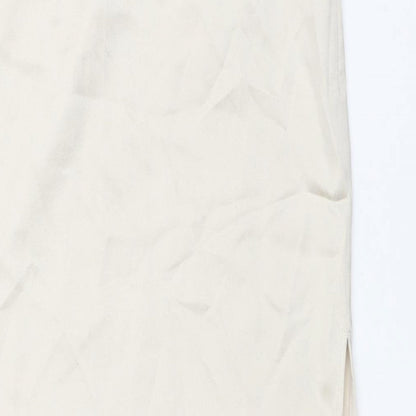 Bershka Womens Ivory Polyester Maxi Skirt Size S Zip - Side Slit
