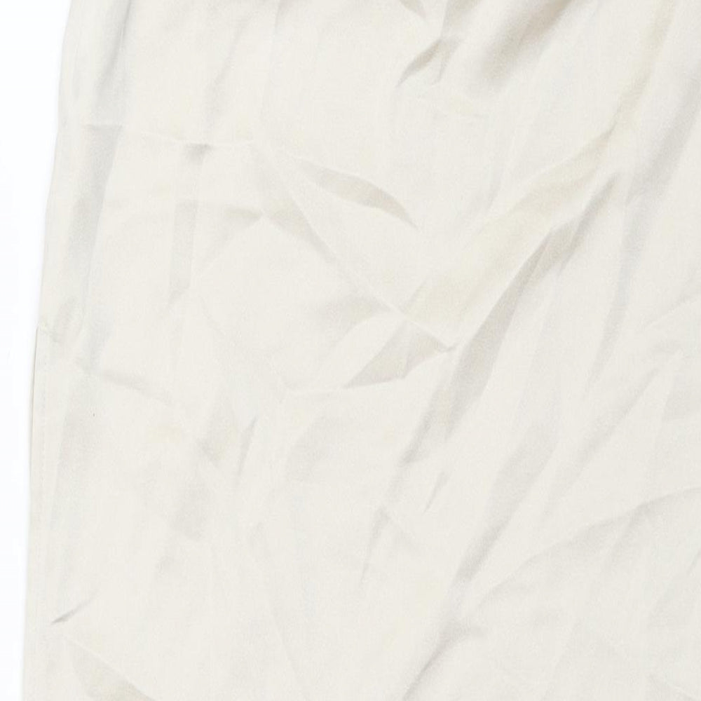 Bershka Womens Ivory Polyester Maxi Skirt Size S Zip - Side Slit