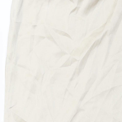 Bershka Womens Ivory Polyester Maxi Skirt Size S Zip - Side Slit