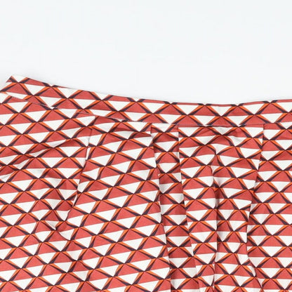Mademoiselle R Womens Red Geometric Cotton Flare Skirt Size 16 Zip