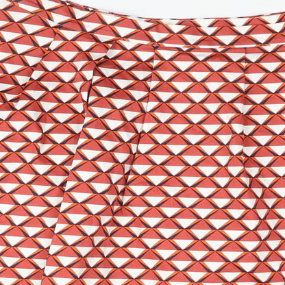 Mademoiselle R Womens Red Geometric Cotton Flare Skirt Size 16 Zip