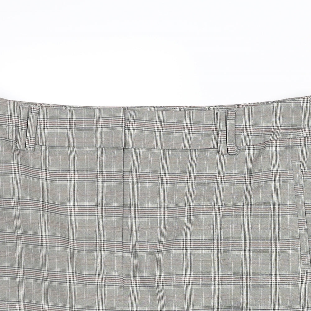 Marks and Spencer Womens Grey Check Polyester Straight & Pencil Skirt Size 18 Zip