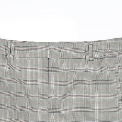 Marks and Spencer Womens Grey Check Polyester Straight & Pencil Skirt Size 18 Zip
