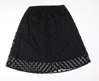 Numph Womens Black Polka Dot Polyamide A-Line Skirt Size 14