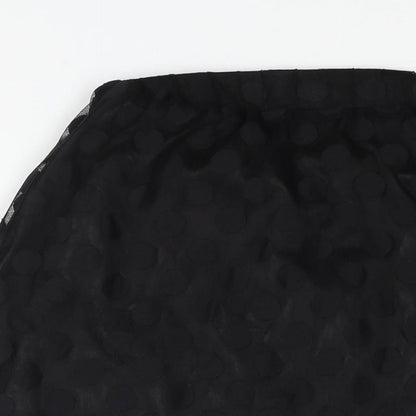 Numph Womens Black Polka Dot Polyamide A-Line Skirt Size 14