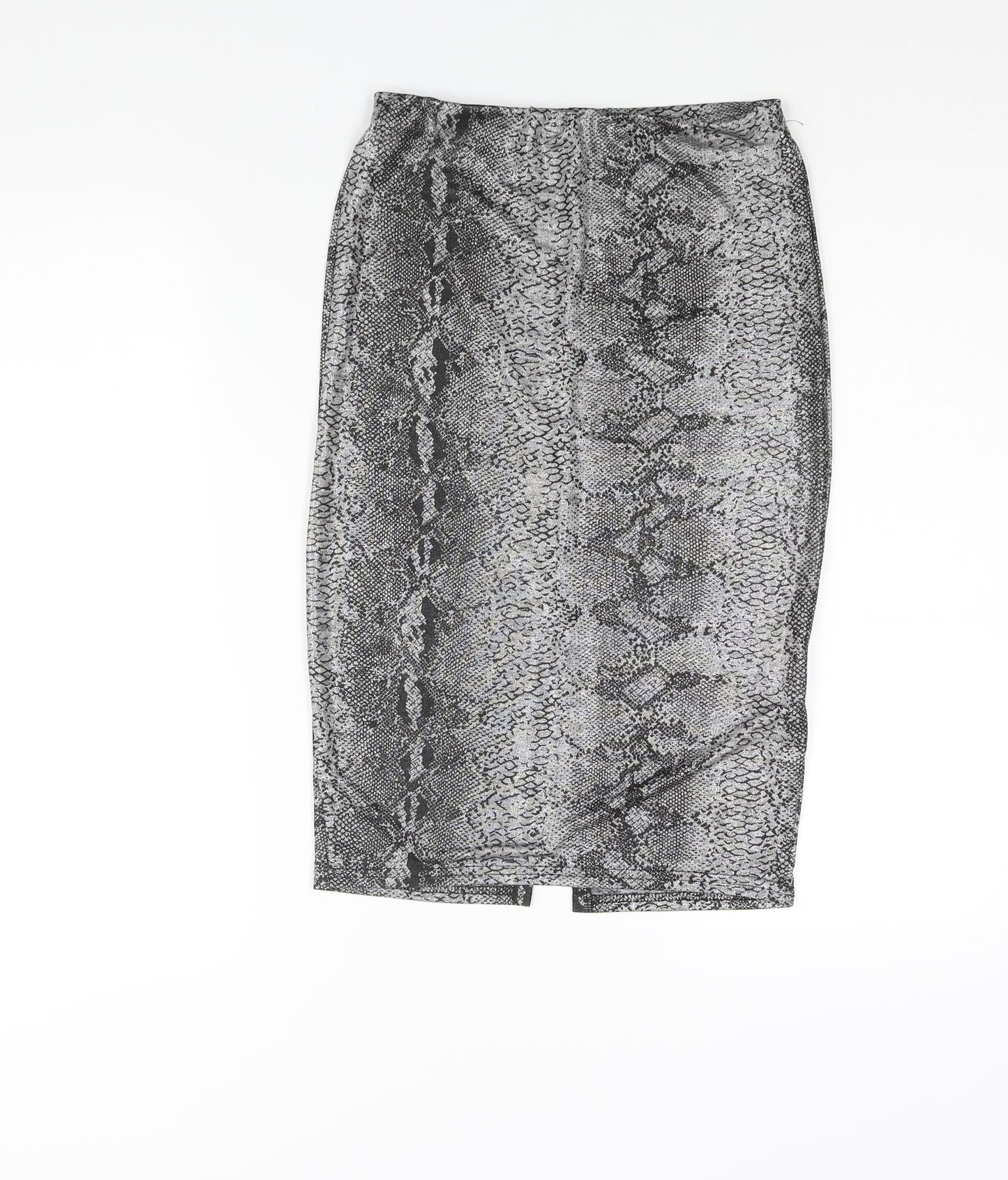 Passion Womens Silver Animal Print Polyester Straight & Pencil Skirt Size 10 - Snake Print