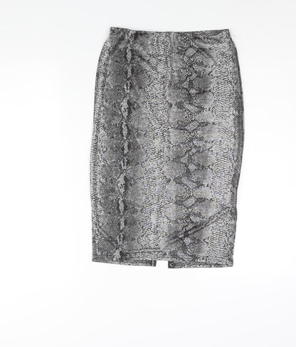 Passion Womens Silver Animal Print Polyester Straight & Pencil Skirt Size 10 - Snake Print
