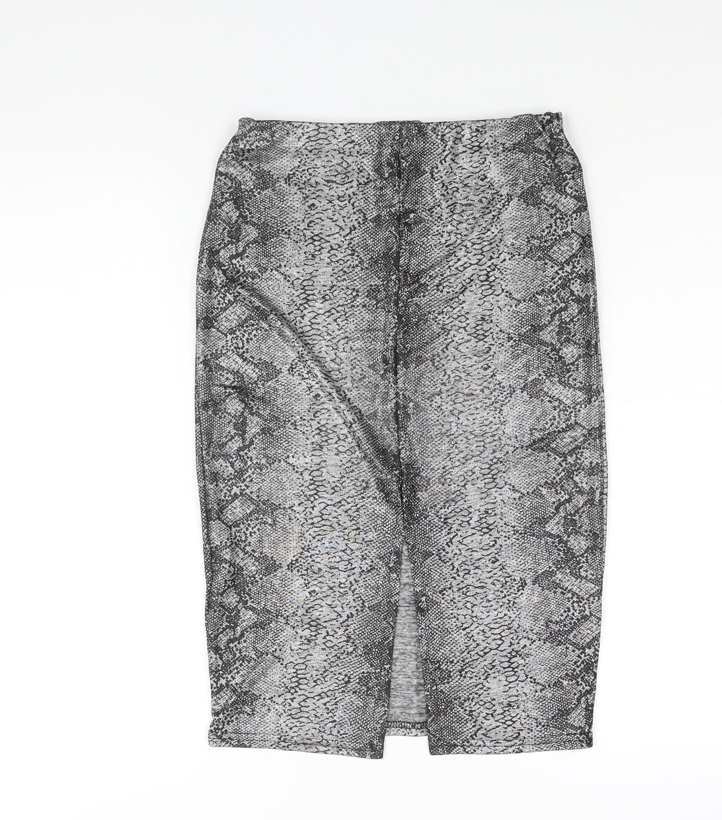 Passion Womens Silver Animal Print Polyester Straight & Pencil Skirt Size 10 - Snake Print