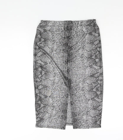 Passion Womens Silver Animal Print Polyester Straight & Pencil Skirt Size 10 - Snake Print