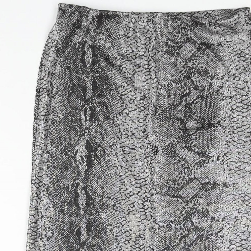 Passion Womens Silver Animal Print Polyester Straight & Pencil Skirt Size 10 - Snake Print