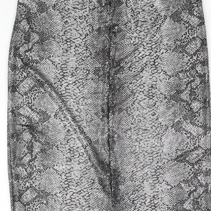 Passion Womens Silver Animal Print Polyester Straight & Pencil Skirt Size 10 - Snake Print
