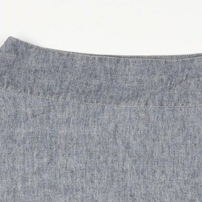 NEXT Womens Blue Linen Flare Skirt Size 12 Button - Floral Embroidery Tie Detail